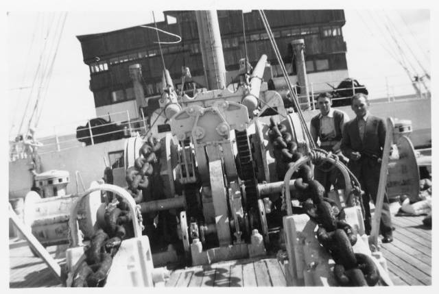 ave_0024 I midten af halvtredserne var Gerts far i USA p� udveksling som landbrugsstuderende. Rejsen til New York tog 7 dage og var vild luksus. Billedet her er fra rejsen over Atlanten.